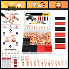 260pcs Wire Connectors Kit - Copper Terminals, Battery Cable Ends, Heat Shrink T