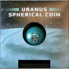 2023 1 Oz $5 Barbados Uranus Antiqued Silver Spherical Coin w/COA & Display