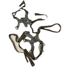 Vintage Heavy Metal Military Issue Snow Ice Crampons Cleats Spikes Canvas Straps