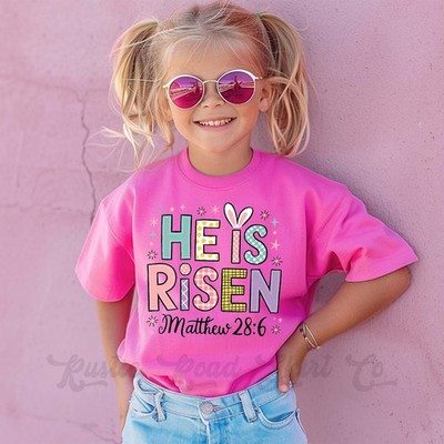 Girls Easter Shirt, He is Risen Shirt, Toddler Easter Outfit, Easter