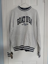 GOAT USA Logo DuPont Crewneck Sweatshirt Heather Gray Men's XS Varsity Unisex