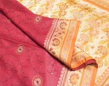 Sushila Vintage Maroon Saree Pure Silk Embroidered Woven Border Pallu Sari Fabri