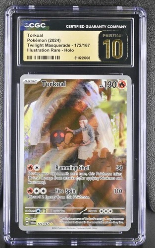 CGC PRISTINE 10 Torkoal 172/167 Pokémon Twilight Masquerade Holo IR Card psa