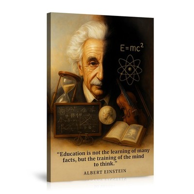 Albert Einstein Wall Art Canvas Poster Science Quotes and Symbols Decor Print