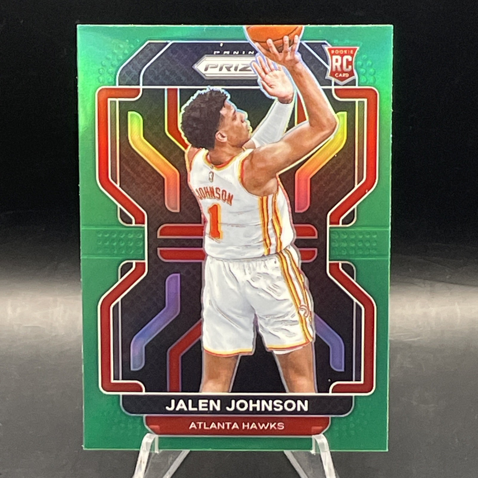 2021-22 Panini Prizm Green Prizm #305 Jalen Johnson Rookie Atlanta Hawks