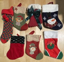NICE LOT OF 7 MINI CHRISTMAS STOCKINGS 