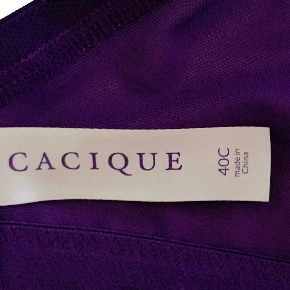 Cacique Purple Lace Unpadded Bra with Underwire Support, size 40C - Image 3 of 3