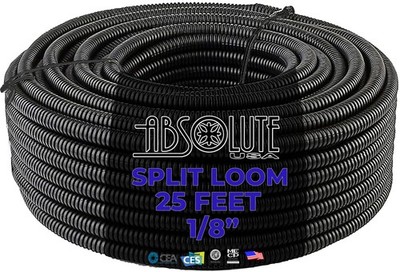 Absolute SLT18-25 25' 1/8'' 2.5mm Split Wire Loom Conduit Polyethylene Corrugated