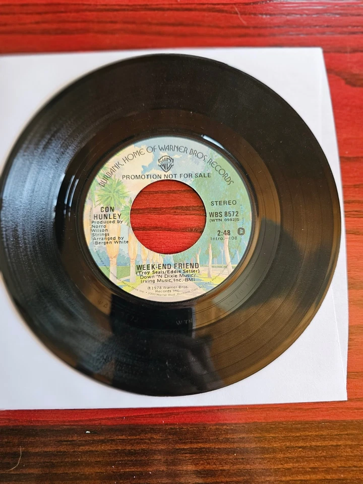 Con Hunley – Weekend Friend – PROMO 45 – Stereo/Mono – Warner Bros. 1978 - Image 2 of 2