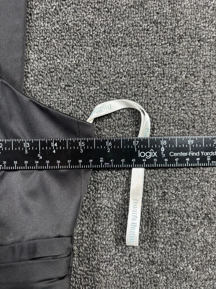 Vestido corto de novia David's de algodón talla 6 negro con cuello en Y y falda plisada Foto 4 de 4