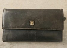 Bosca Soft Leather Womens Trifold Wallet, Brownish Black Natural Distressed Look
