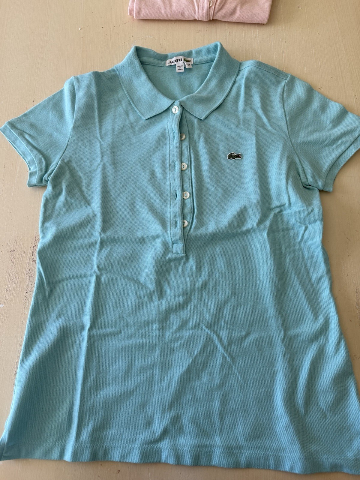 Lacoste Women’s Polo Shirts White Pink Aqua Short Sleeve Sz 38 Set of 3 thumbnail 5