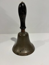 Antique 6  Brass Wood Handle Hand Held School...