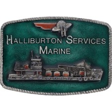 Halliburton Marine Vtg Belt Buckle Oilfield Supply Boat Offshore Oil Gas Gulf