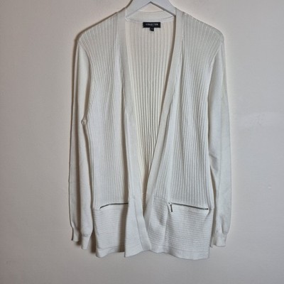 Collection Debenhams Gr. 16/18 weiße gerippte Sommer Strickjacke vorne offen