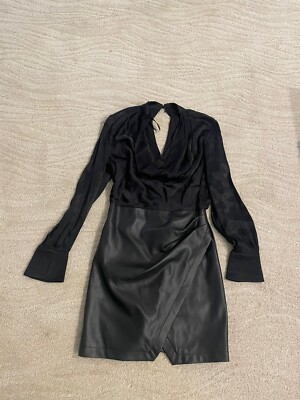 MAEVE BY ANTHROPOLOGIE COWL-NECK PLUNGE FAUX LEATHER MINI DRESS, SZ 2,  BNWT** | eBay