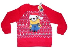 Christmas MINION Sweatshirt Small Girl NEW Red Reg 16 Pullover Despicable ME