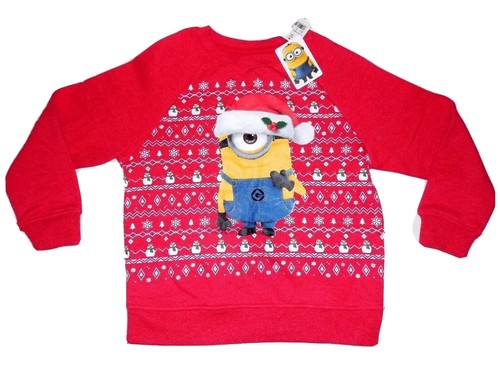 Christmas MINION Sweatshirt Small Girl NEW Red Reg $16 Pullover Despicable ME