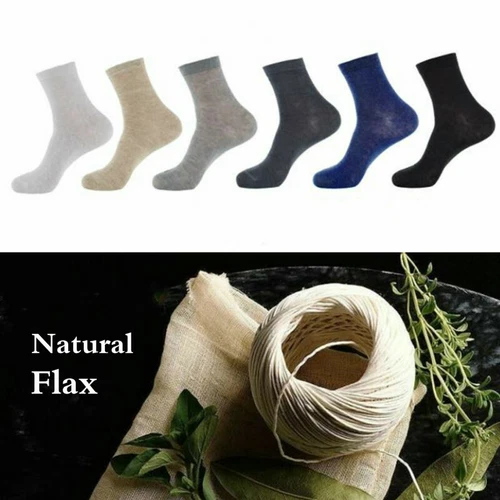 5 Pairs Men 88% Linen Sock Natural Flax Thin Breathable Soft Eur Size 39-49 Cosy - Picture 2 of 6