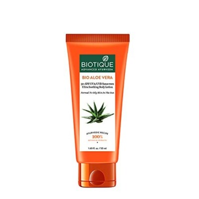 Biotique Bio Aloe Vera 30+SPF UVA/UVB Sunscreen Ultra Soothing Body Lotion 50ml-