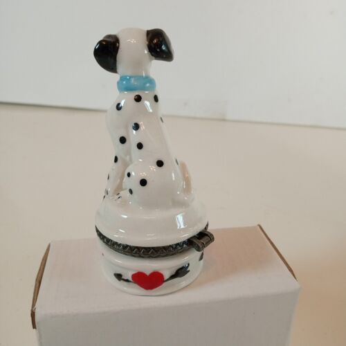 Dalmatian Trinket Box Valentine Ceramic Red Love Heart Dog Spots Puppy NOS NIB - Picture 3 of 7