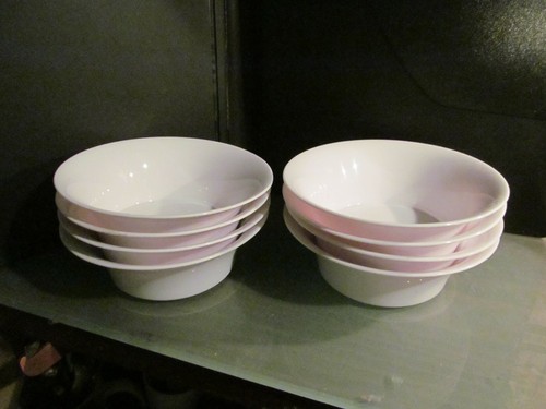 8 x vintage NATIONAL AIRLINE meal bowl dish lot white PMC plastic tray