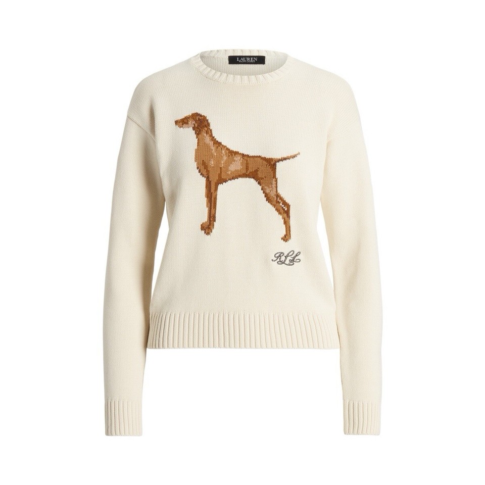 Lauren Ralph Lauren Dog Jumper IntarsiaKnit Vizsla Cotton Cream Size M Medium eBay