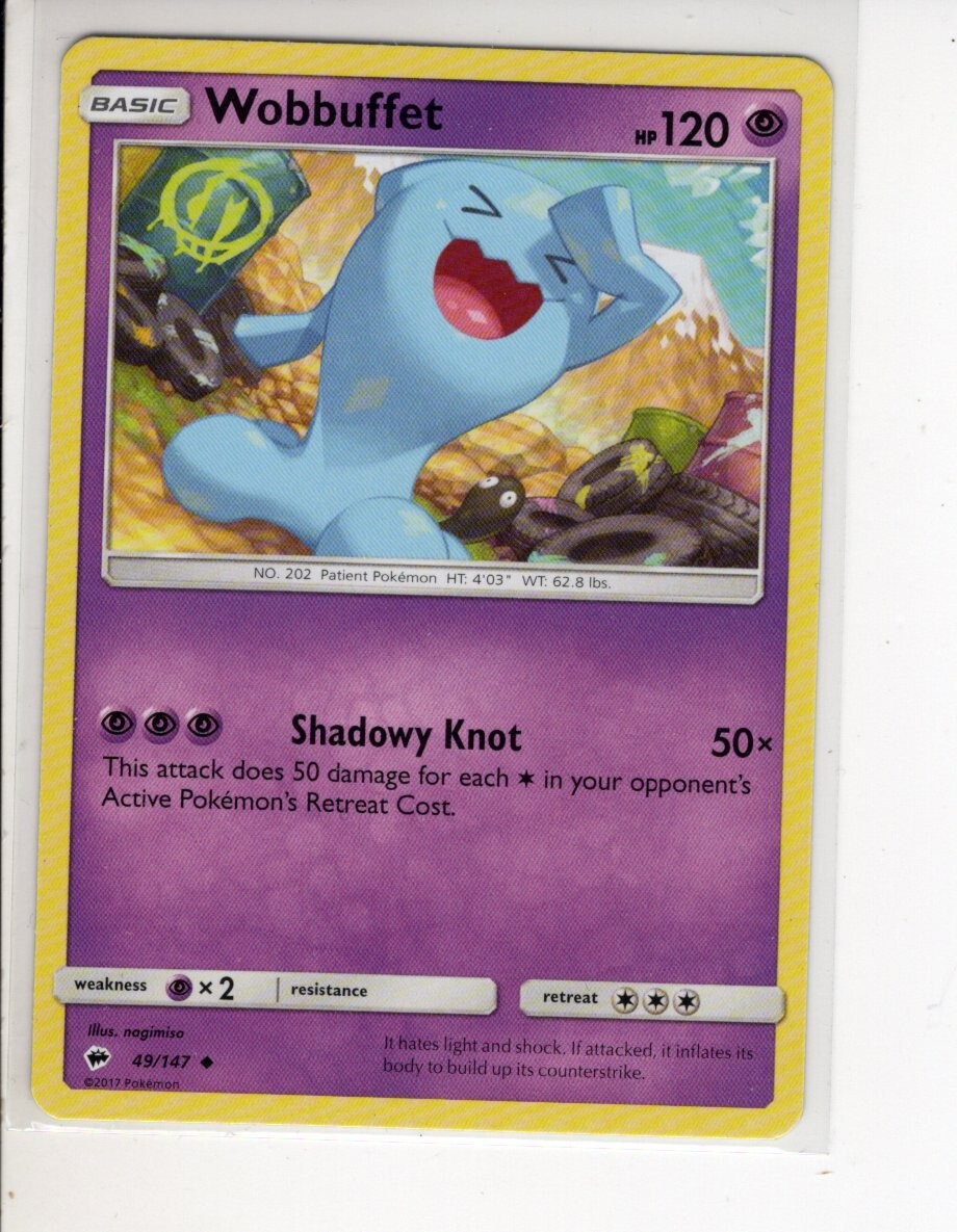 WOBBUFFET BURNING SHADOWS SET POKEMON CARD 49/147 NM/M