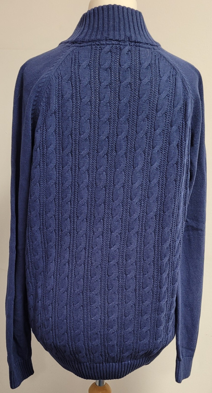 COTTON TRADERS Jumper UK-Medium Blue Turtle Neck Cable Knit  Cotton Pre-Owned image 2