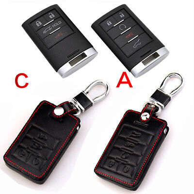 For Cadillac Key Case Car Remote Key Holder Auto FOB Cover 4 5 Buttons Leather