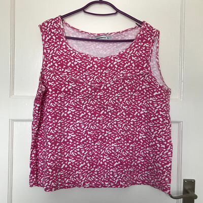 Tanktop FullCircle rosa geometrisch UK Größe 20 XL Baumwolle T-Shirt kastig ärmellos