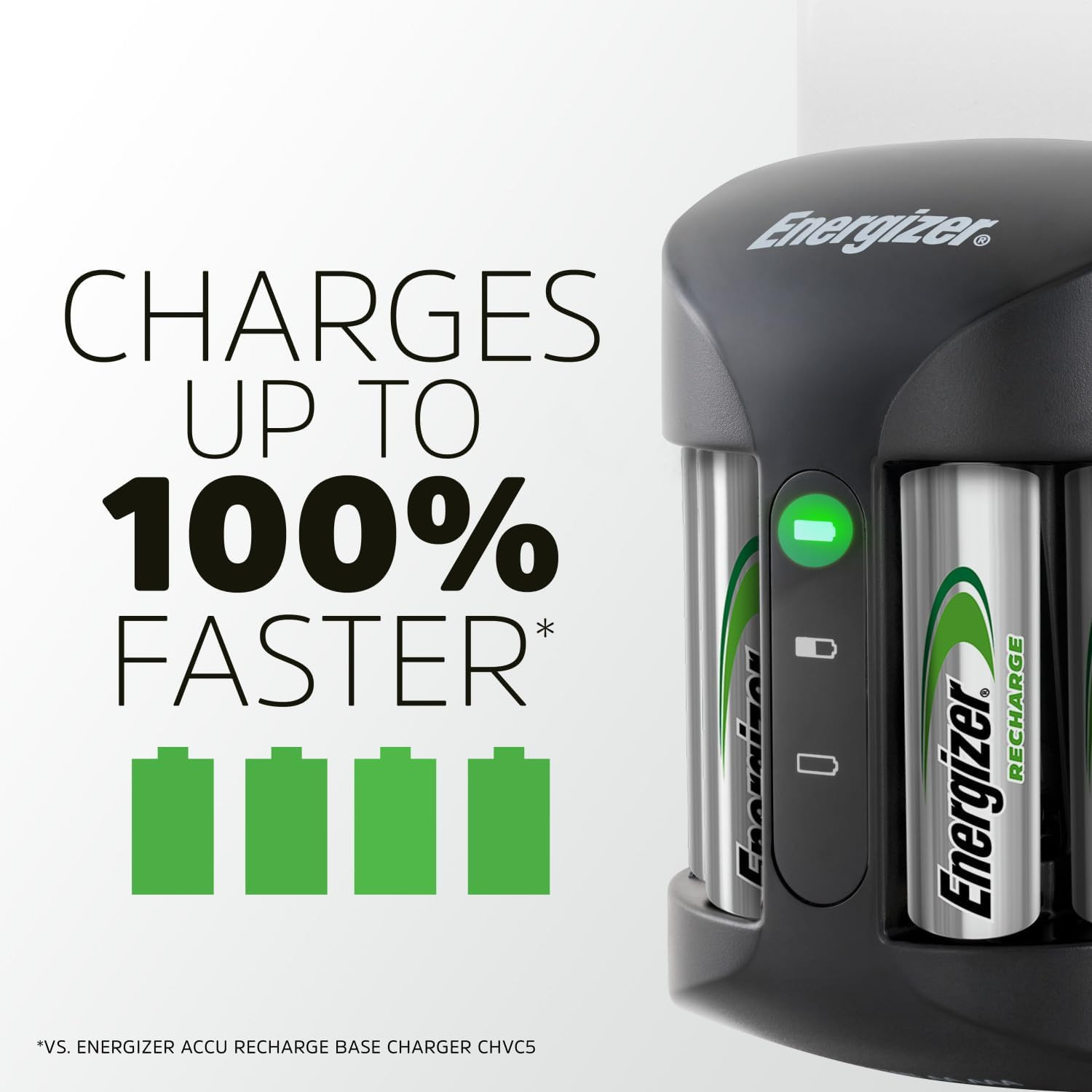 AA and AAA Rechargeable Battery Charger with 4 AA Nimh Batteries/Smart/3-5 Hours