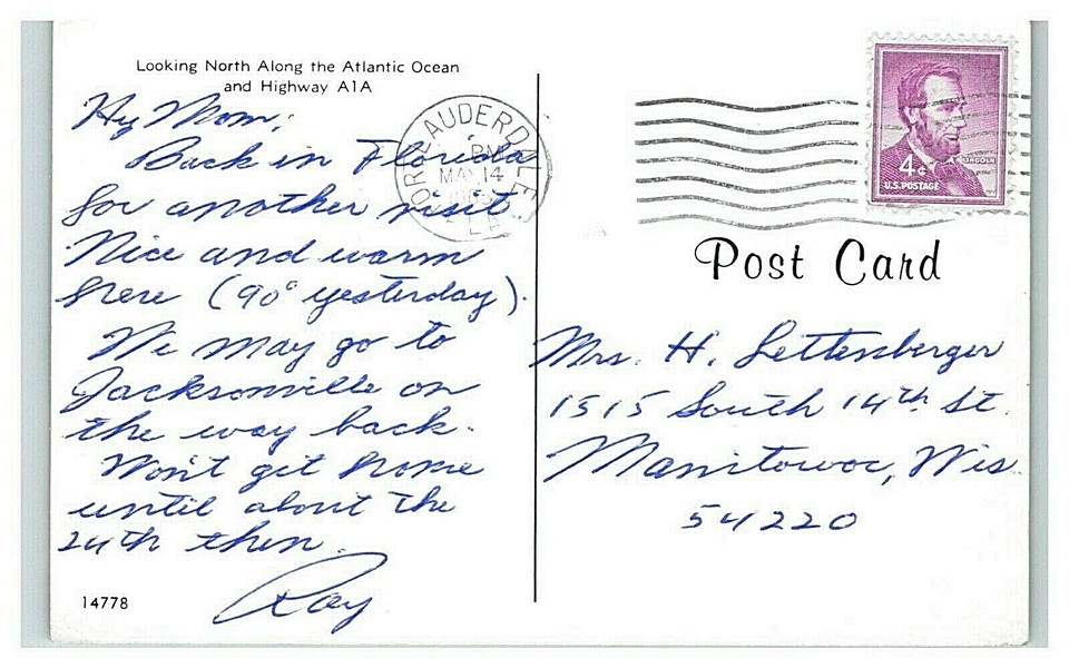 Postcard 1965 Fort Lauderdale FL Aerial Beach Ocean Boats eBay