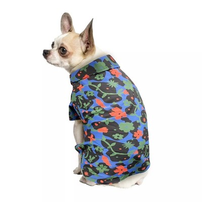 Target LHM Pet Size XS Dark Blue & Tropical Floral Print Dog Cat Woven Shirt