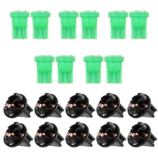 10x T10 194 Wedge Green LED Instrument Panel Cluster Lights Twist Lock Sockets