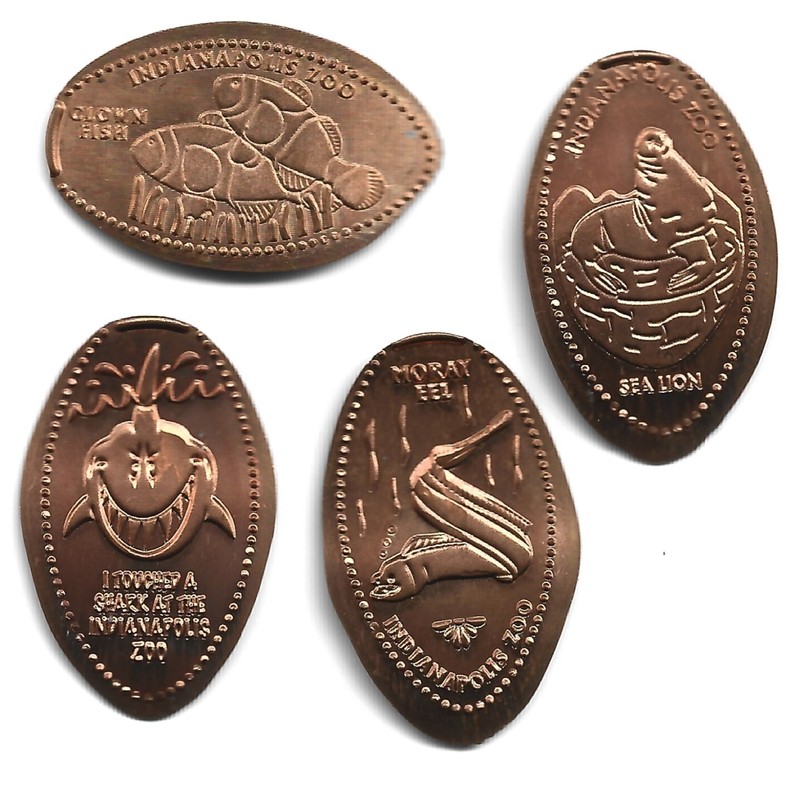 4 Copper elongated pennies (cents) INDIANAPOLIS ZOO Indianapolis IN m#7