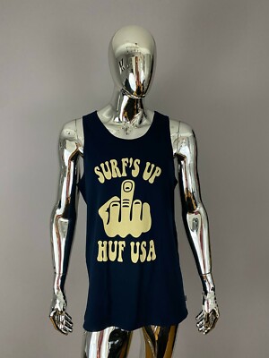 NEW HUF WORLDWIDE Dark Blue Graphic T-Shirt SIZE L