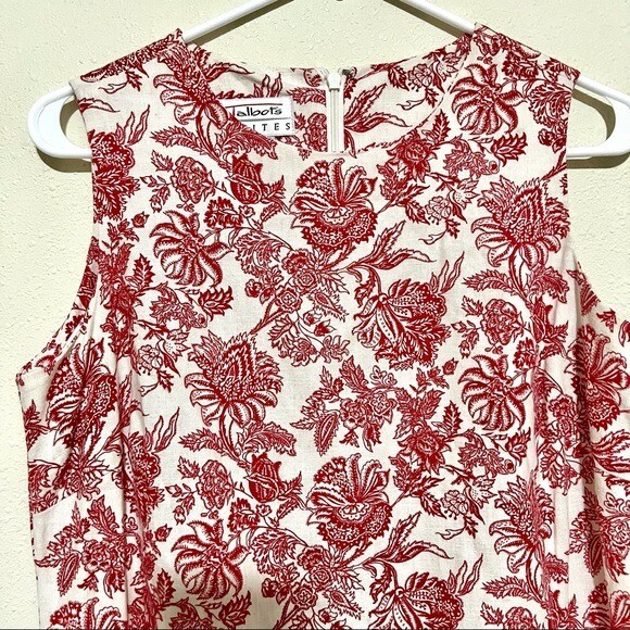 TALBOTS Linen burgundy floral shift dress womens size 6P | eBay