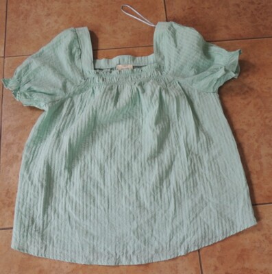 Perch by Blu Pepper light green aqua blouse top, decorated buttons New 1XL