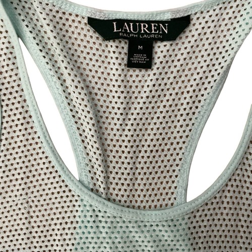 Ralph Lauren Active Yoga Women's Racerback Mesh Sleeveless Teal Top M - Picture 3 of 4