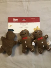 ZippyPaws 3-Pack Holiday MINIZ GINGERBREAD MEN Squeaky Dog Toy -FREE SHIPPING-