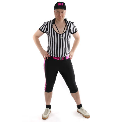 LUSTIGES JUNGGESELLENABSCHIED KOSTÜM HERREN SCHIEDSRICHTER OUTFIT NEUHEIT KLEID SPORT FUSSBALL RUGBY 
