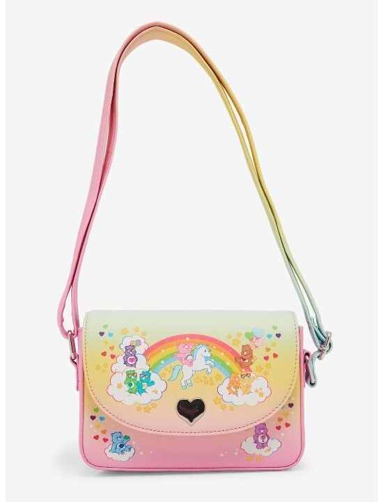 Loungefly Care Bears Rainbow Ombre Crossbody Bag Purse Clouds Heart