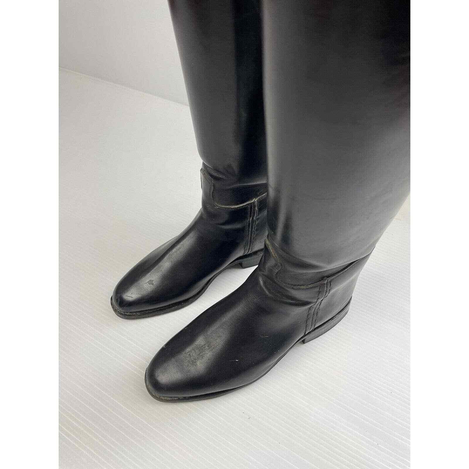 Konigs Black Leather Tall Riding Show Boots Women s Size 4 eBay