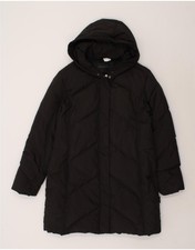Sergio Tacchini Womens Hooded Padded Coat It 48 Xl Black Polyester Bs59