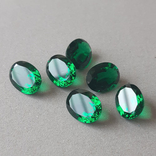 AAA Synthetic Green Nano Emerald Oval Shape Faceted Lab Created Loose Gemstone - Picture 3 of 24