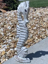 20” SEAHORSE HAND CARVED WOOD TROPICAL SCULPTURE BIRD DECOR