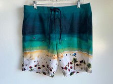 American Eagle Men's Ocean Beach Scene 7.5" Board Shorts Size Medium  EUC