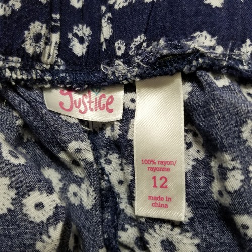 Justice pants 12 floral print pull on elastic waist pockets - Picture 10 of 11