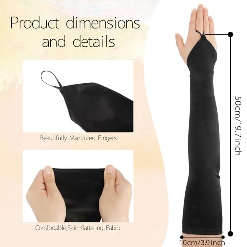 Gloves Costum,Fingerless Gloves,Opera Gloves,Satin Gloves,Long Opera Black - Picture 3 of 7